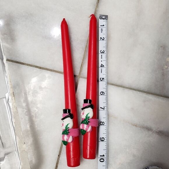 Vintage Avon Set of 2 Dapper Snowman 10" Bayberry Tapers, CHRISTMAS Unlit w/ Box - Picture 9 of 11